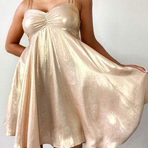 Beautiful champagne flowy cocktail dress
